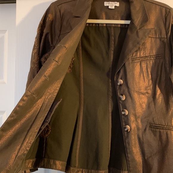 Cold water Creek gorgeous brown metallic jacket with embroidery! - Picture 4 of 11